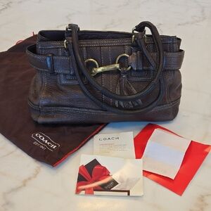 Coach Vintage Hampton Bag Dark Brown Pebbled Leather Satchel